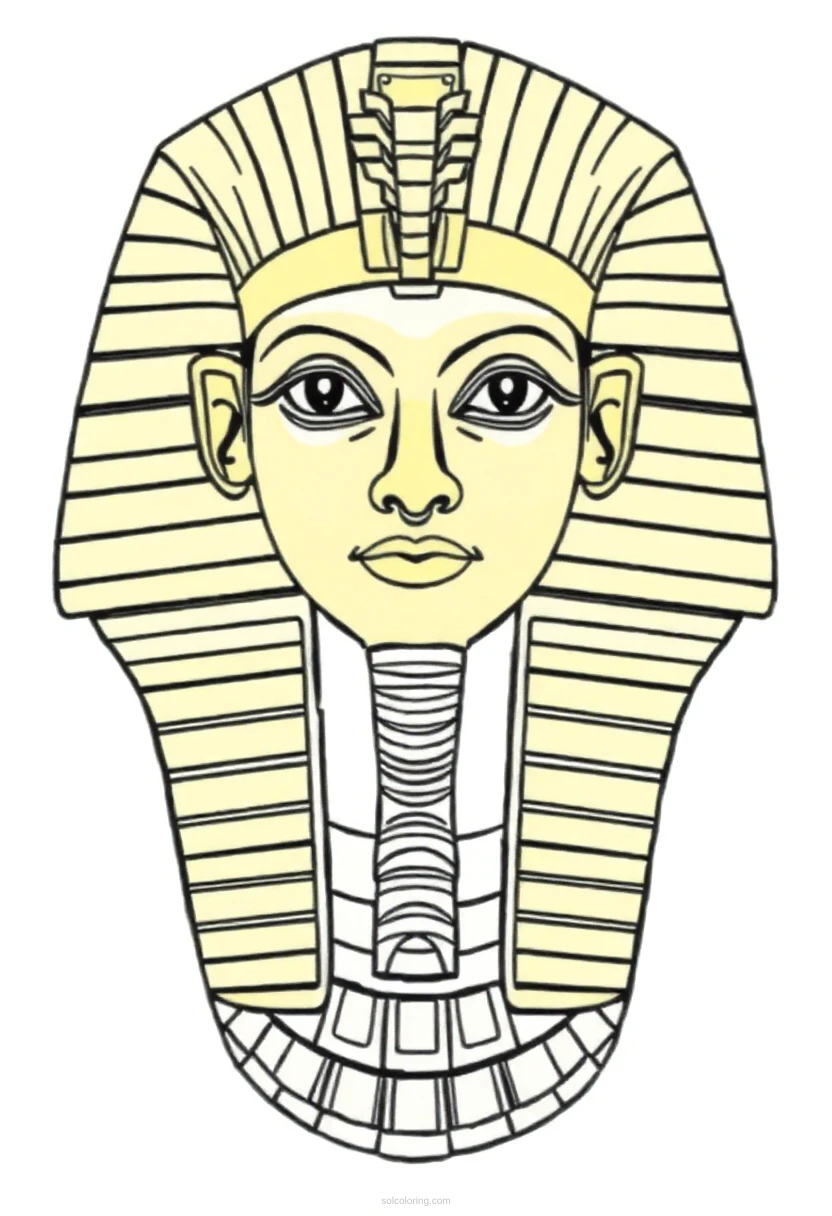 Tutankhamun Golden Mask coloring page for kids