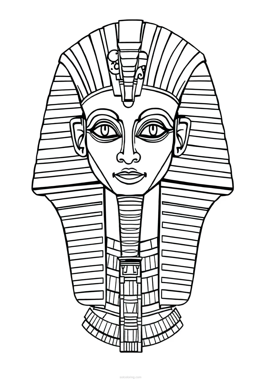 Tutankhamun Golden Mask coloring page for kids