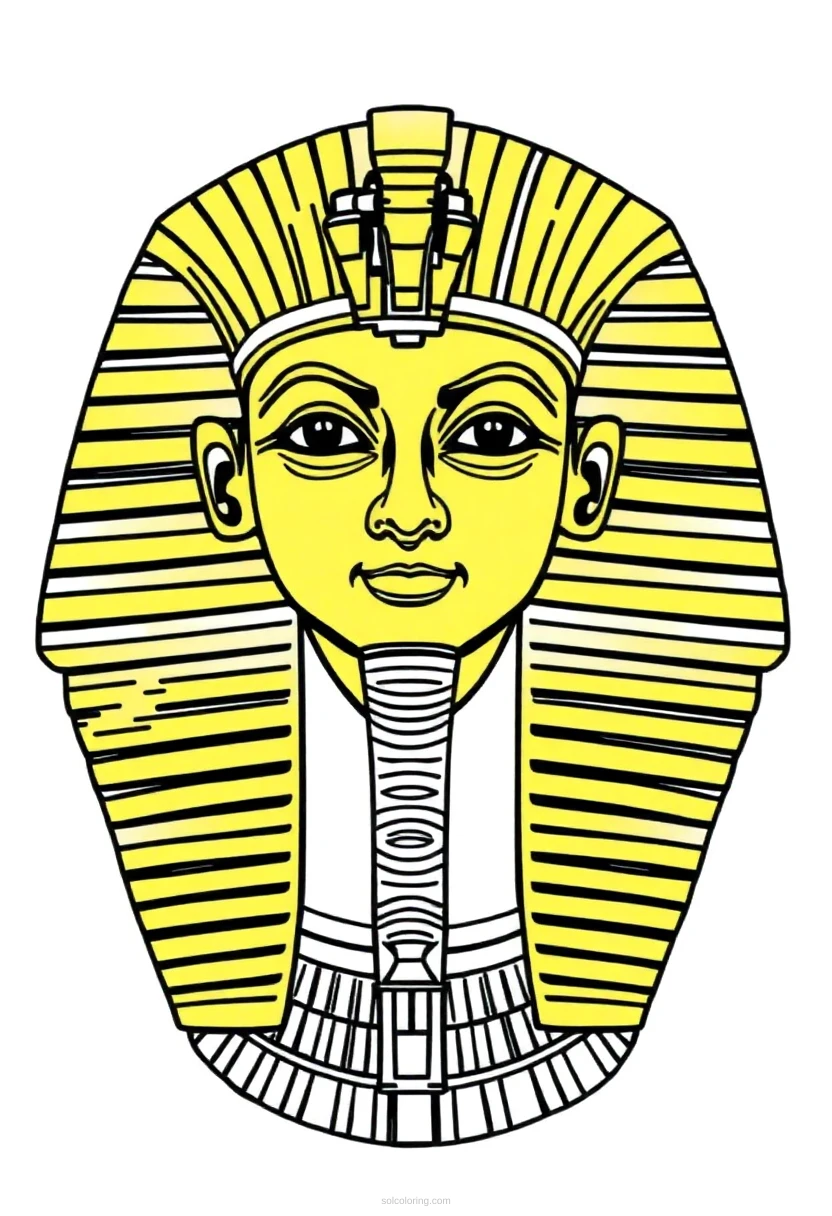 Tutankhamun Golden Mask coloring page for kids