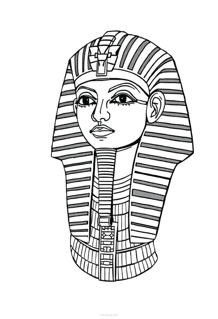 Tutankhamun Golden Mask coloring page for kids