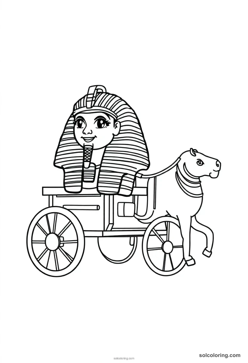 Tutankhamun S Golden Chariot cute cartoon coloring page for kids