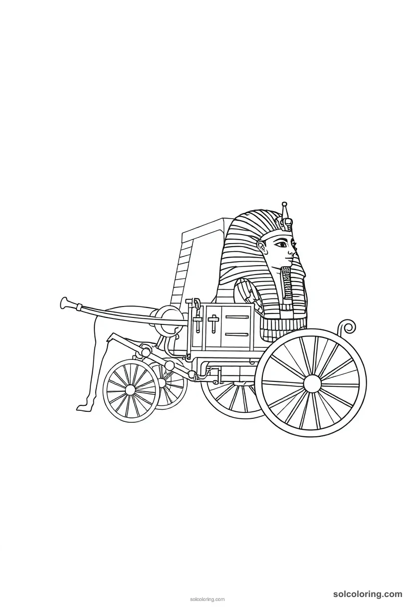 Tutankhamun S Golden Chariot detailed coloring page for kids