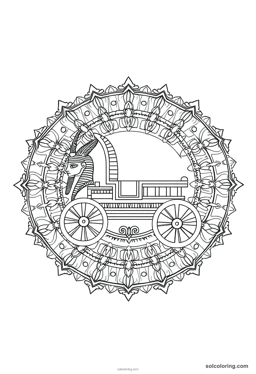 Tutankhamun S Golden Chariot mandala coloring page for kids
