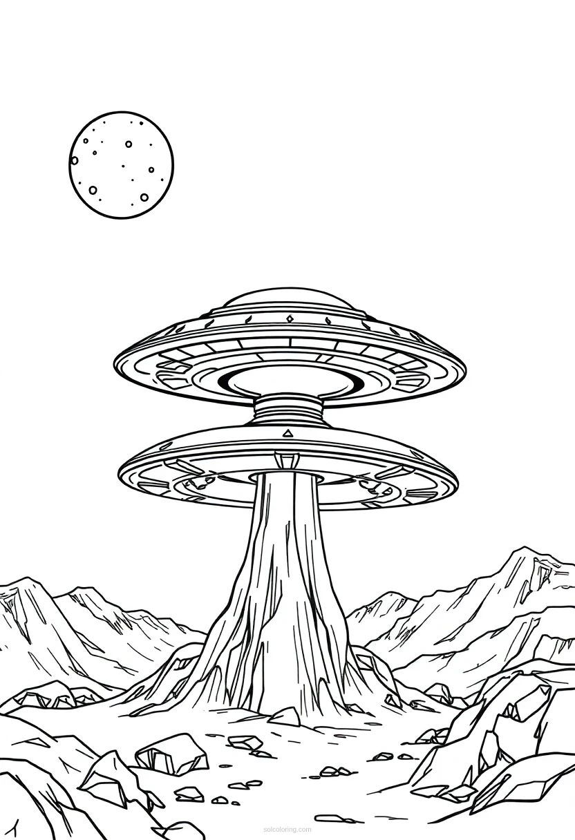 Ufo Spaceship Landing coloring pages