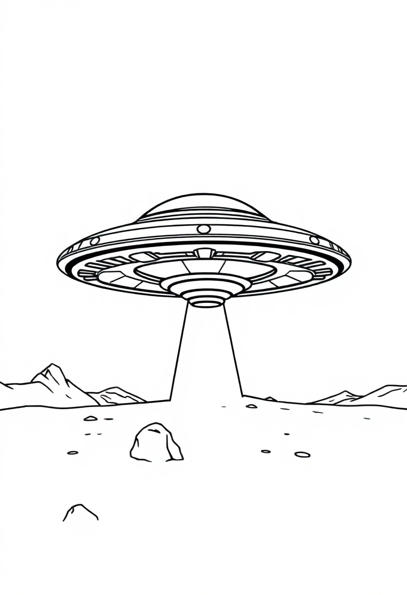 UFO Spaceship Landing coloring page, free printable