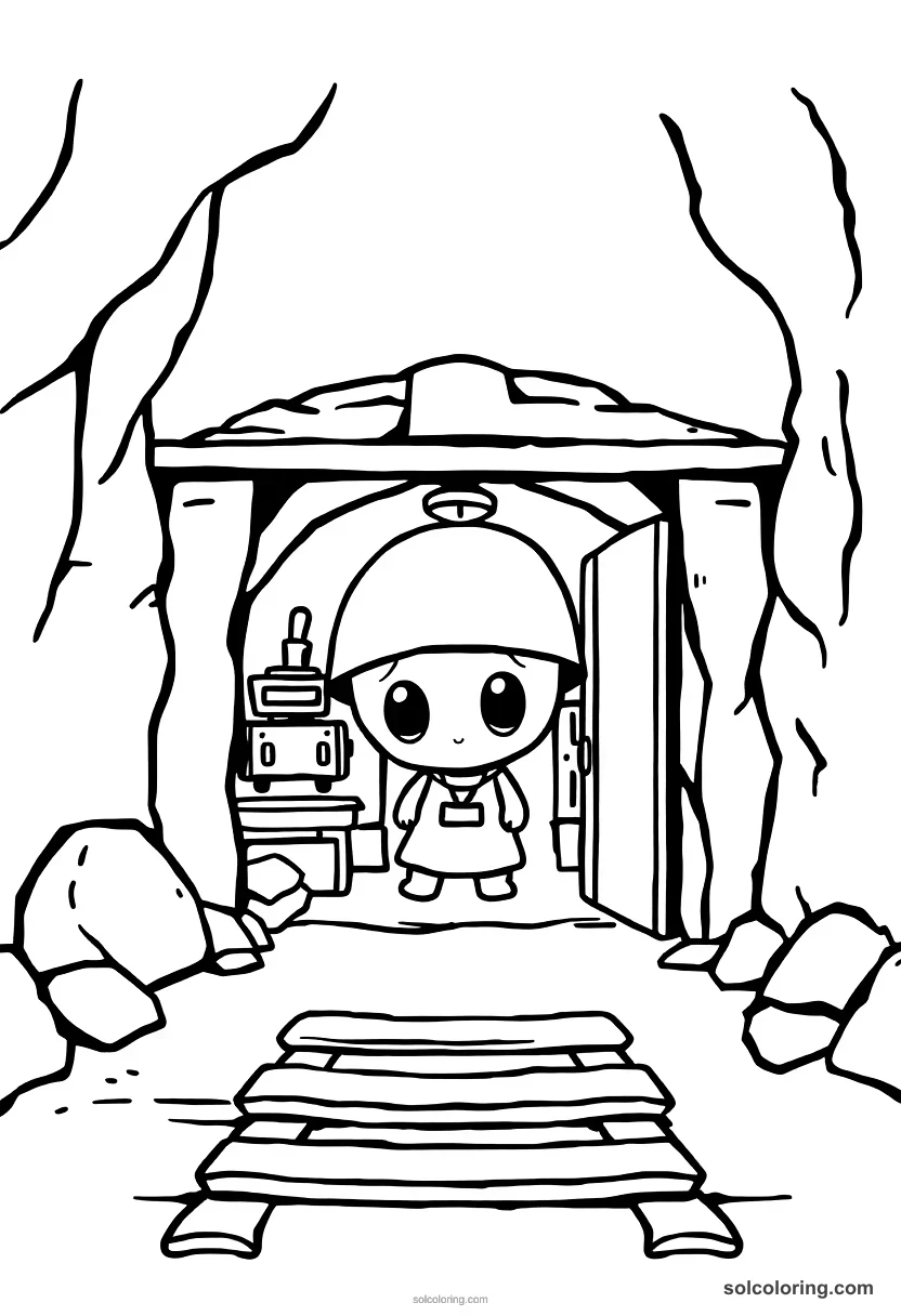 Chibi Underground Railroad Safe House Scene chibi coloring page for kids