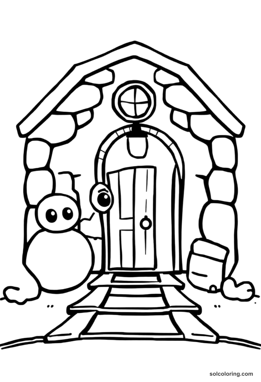 Cute Cartoon Underground Railroad Safe House Scene coloring page, free printable cute cartoon style