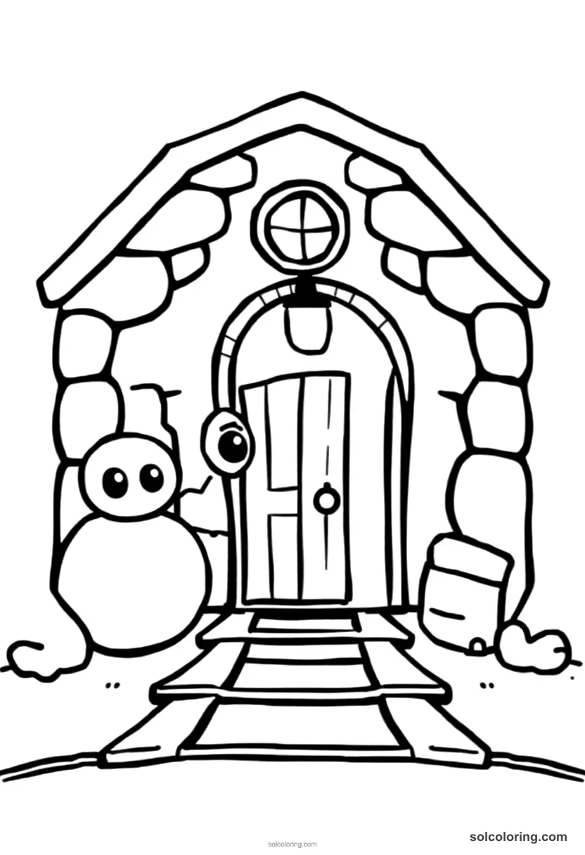 Cute Cartoon Underground Railroad Safe House Scene cute cartoon coloring page for kids