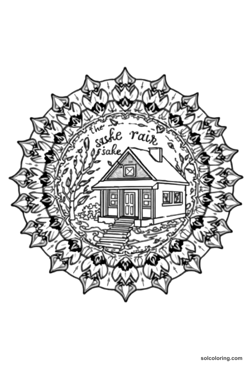 Mandala Underground Railroad Safe House Scene coloring page, free printable mandala style