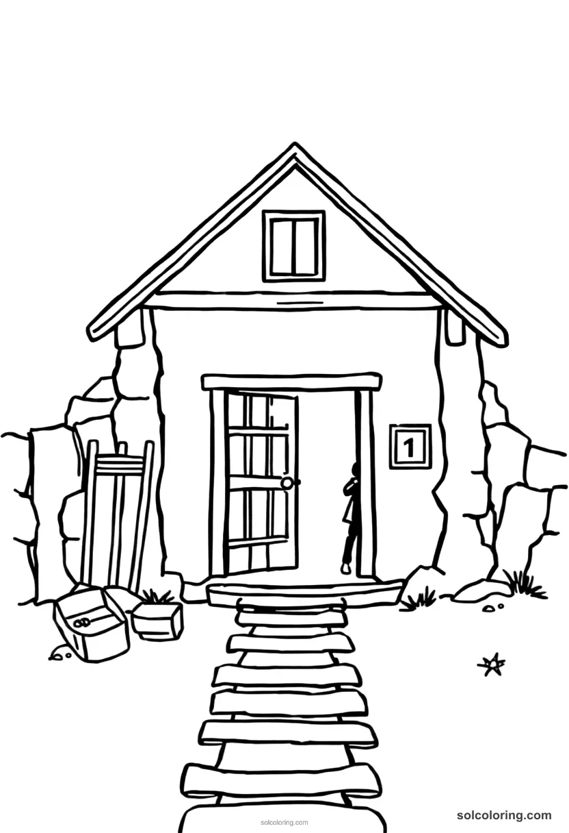 Simple Underground Railroad Safe House Scene simple coloring page for kids