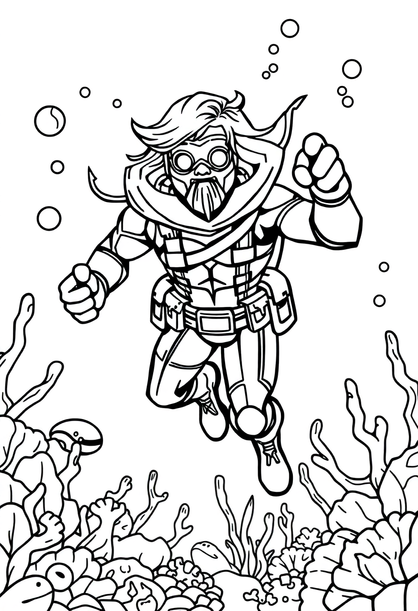 Underwater Ocean Hero coloring pages