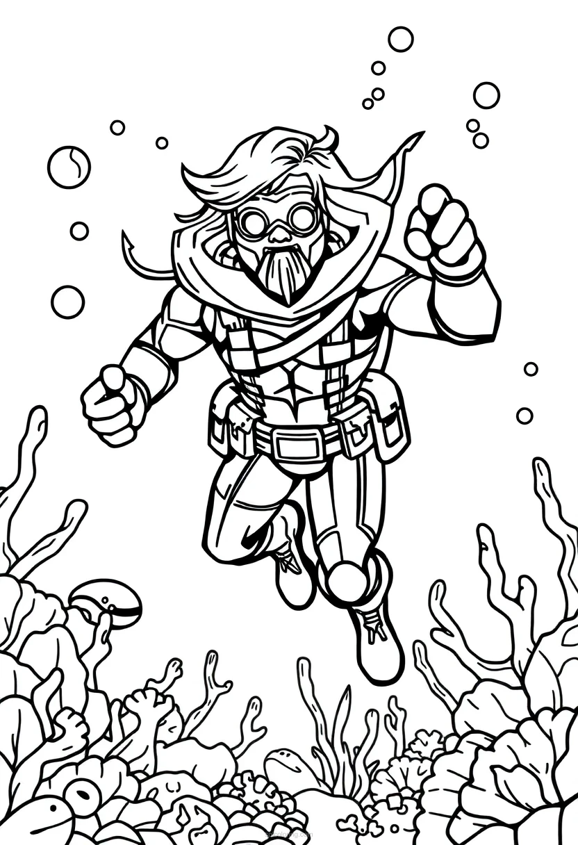 Underwater Ocean Hero coloring pages
