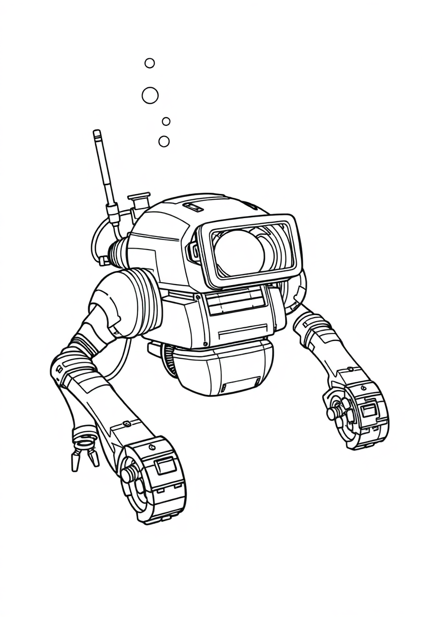 Underwater Research Robot coloring page, free printable