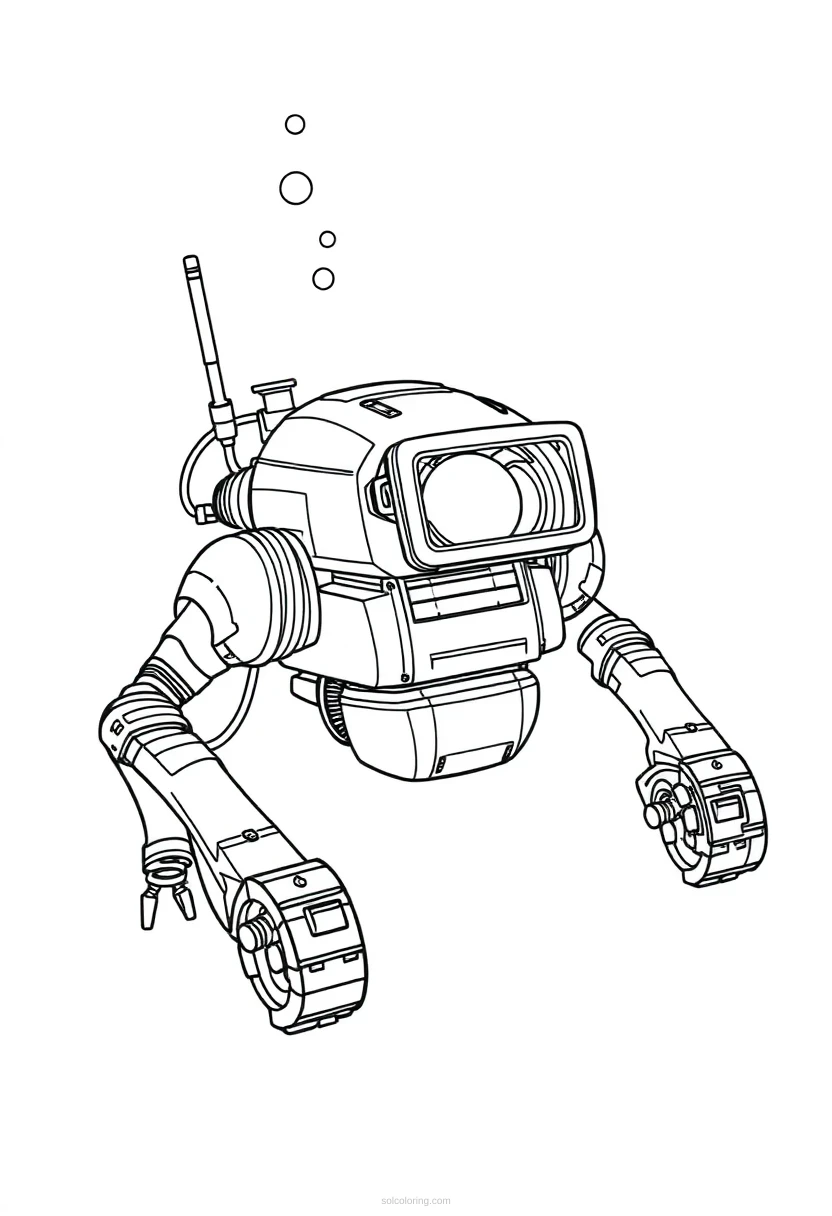Underwater Research Robot coloring page for kids