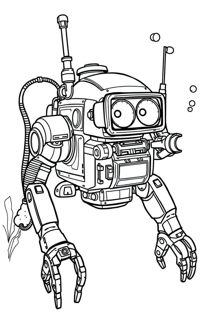 Underwater Research Robot coloring page, free printable
