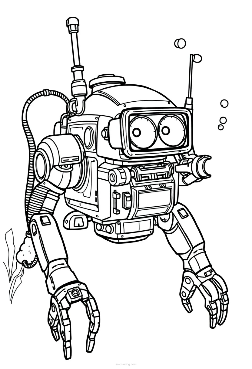 Underwater Research Robot coloring page for kids