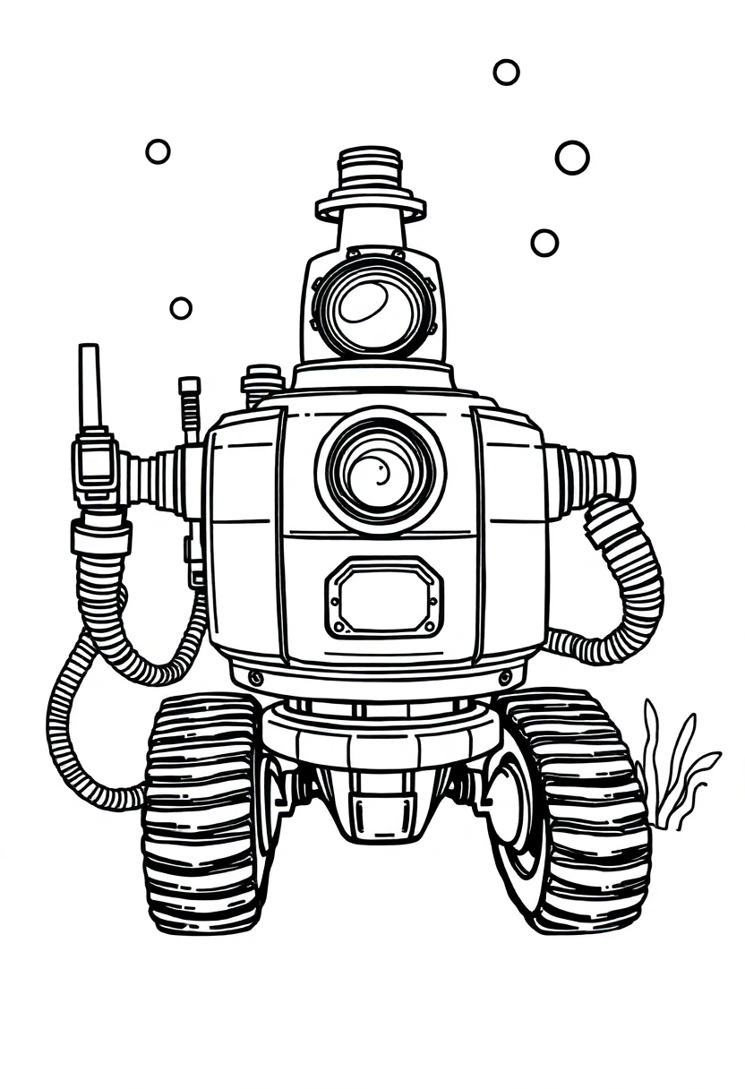 Underwater Research Robot coloring page, free printable