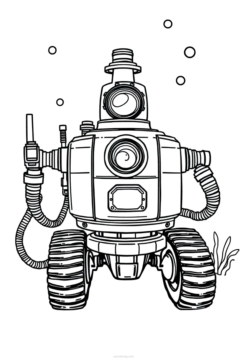 Underwater Research Robot coloring page for kids