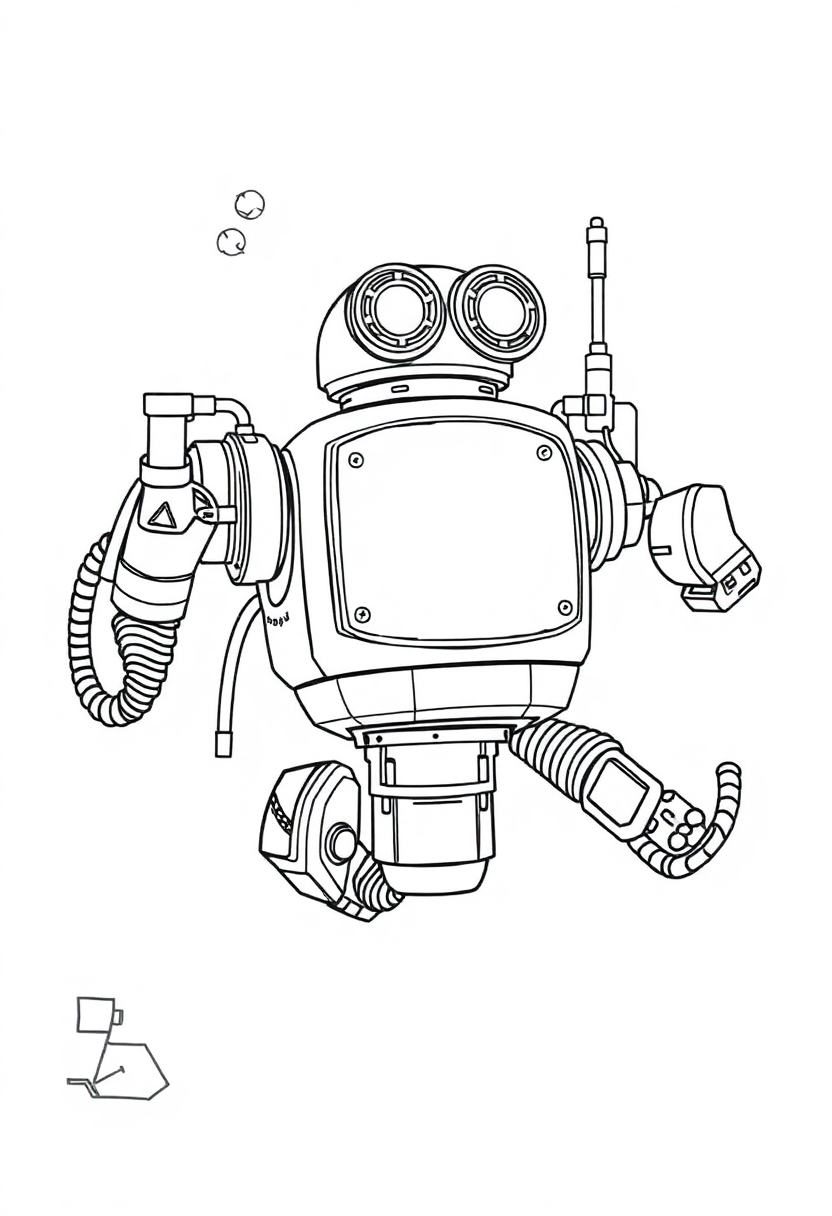 Underwater Research Robot coloring page, free printable