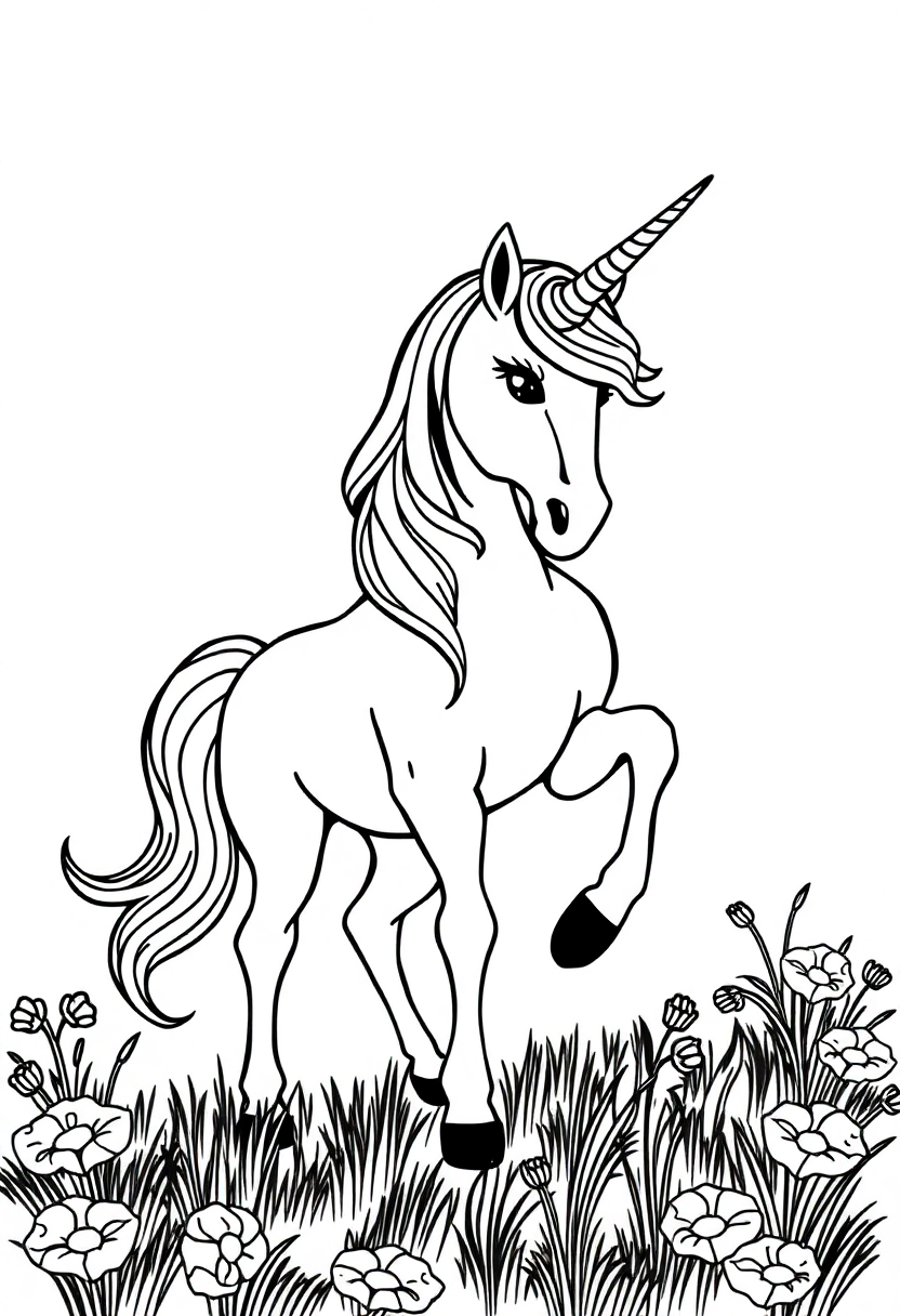 Unicorn coloring page, free printable