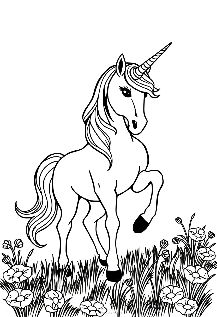 Unicorn coloring page for kids