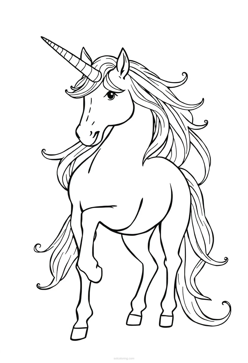 Unicorn coloring page for kids