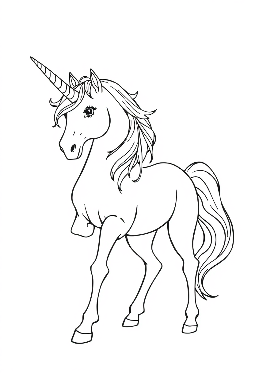 Unicorn Fantasy Horse coloring page, free printable