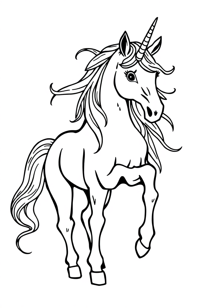 Unicorn Fantasy Horse coloring page, free printable