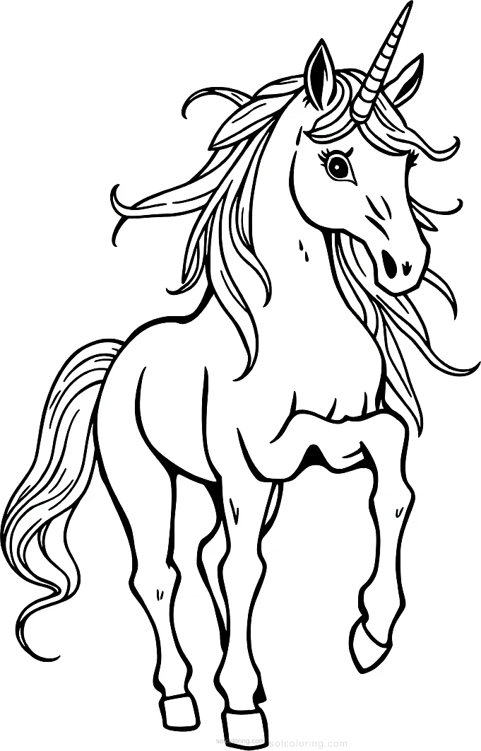Unicorn Fantasy Horse coloring page for kids