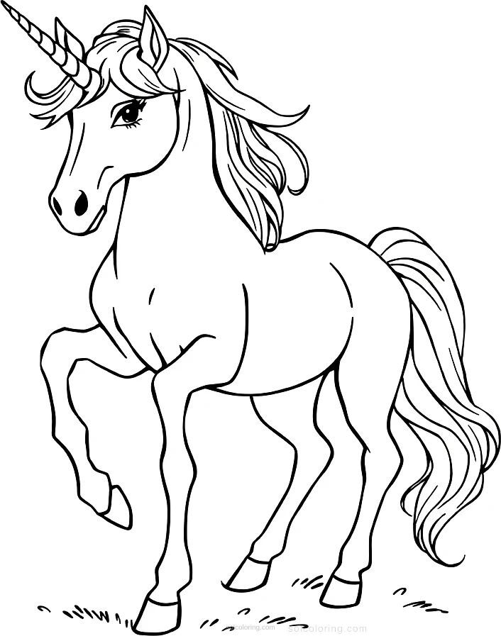 Unicorn Fantasy Horse coloring page for kids