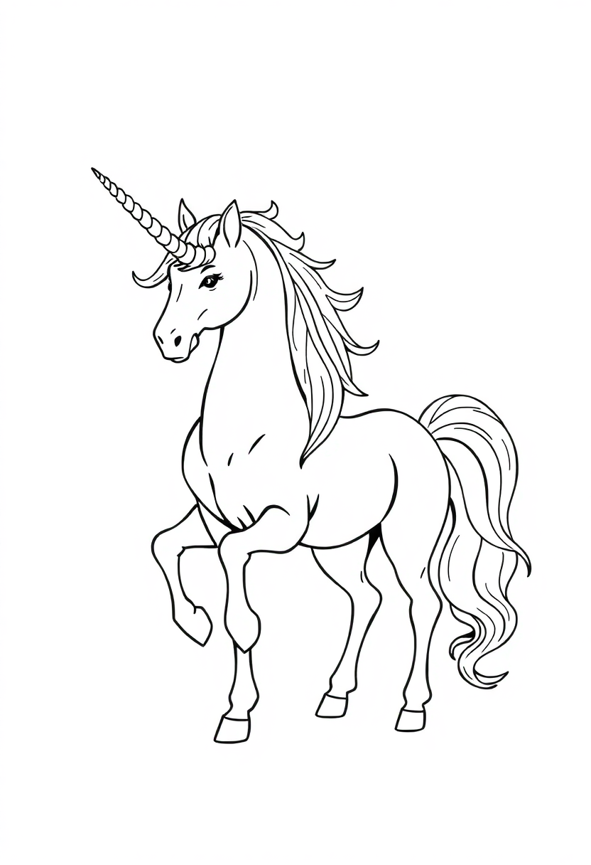 Unicorn Fantasy Horse coloring page, free printable