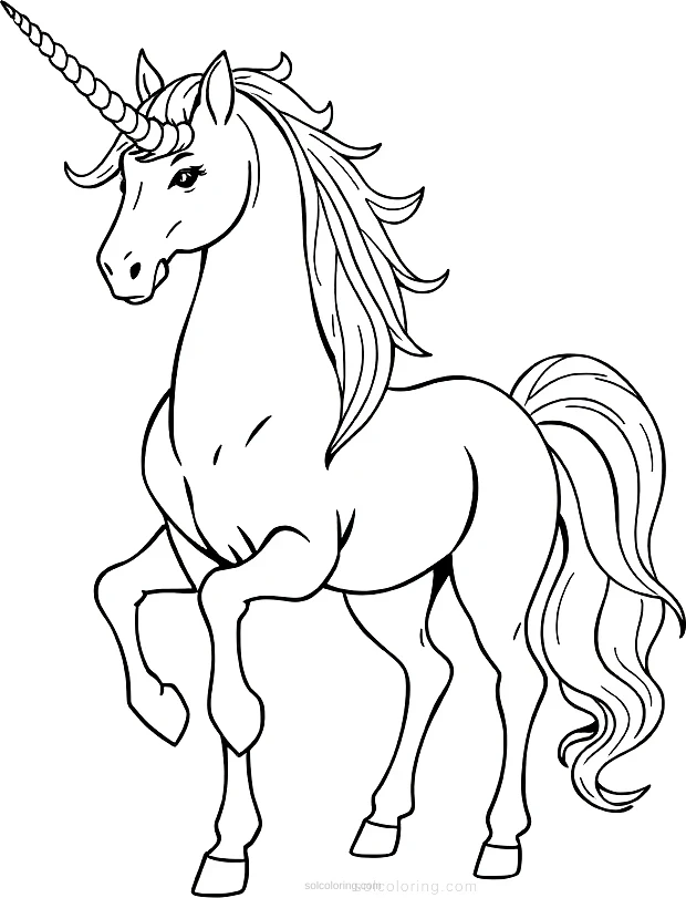Unicorn Fantasy Horse coloring page for kids