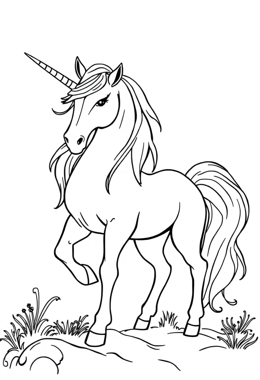 Unicorn Fantasy Horse coloring page, free printable