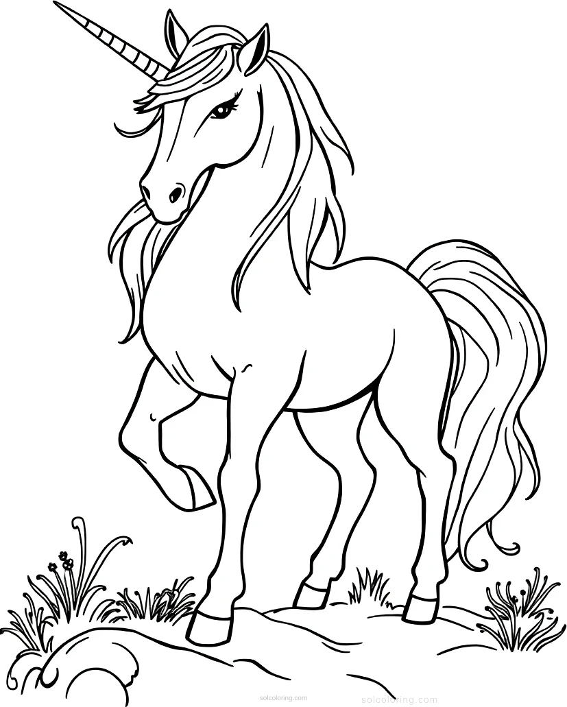 Unicorn Fantasy Horse coloring page for kids