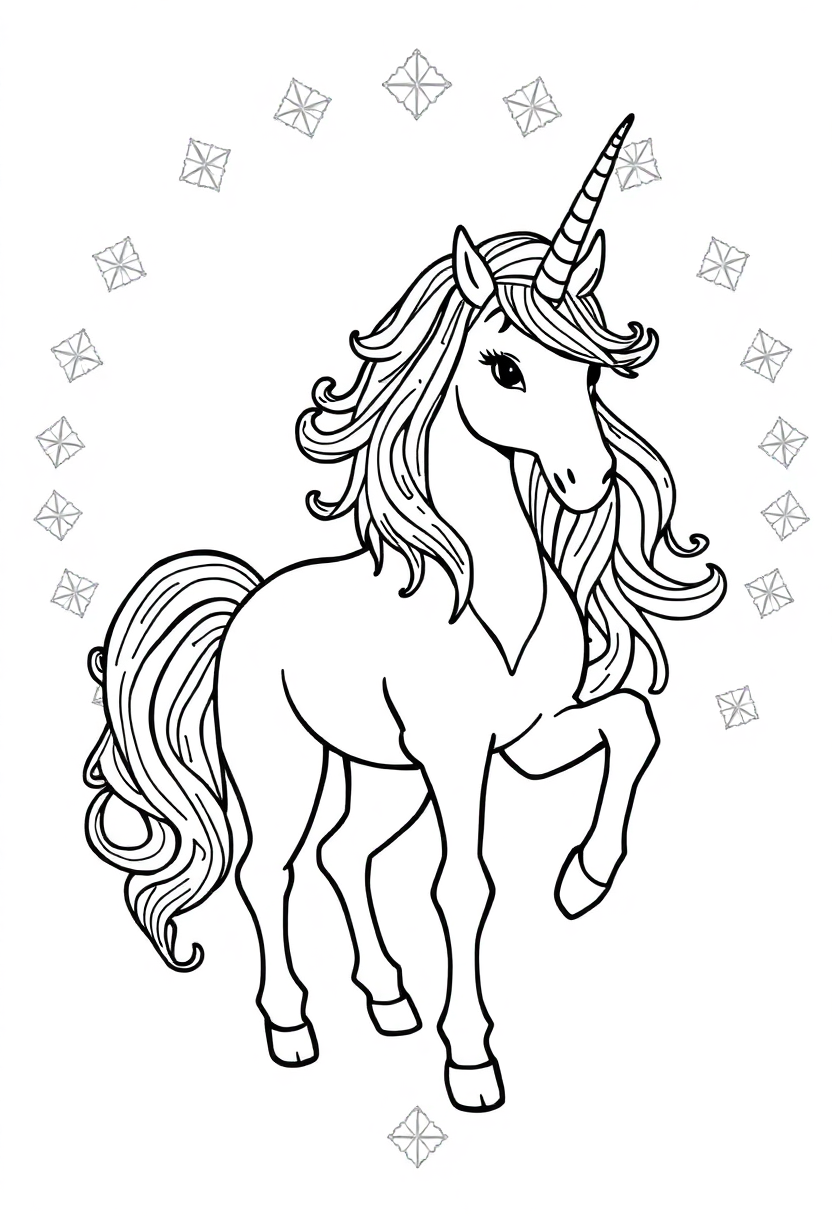 Unicorn Mandala coloring page for kids