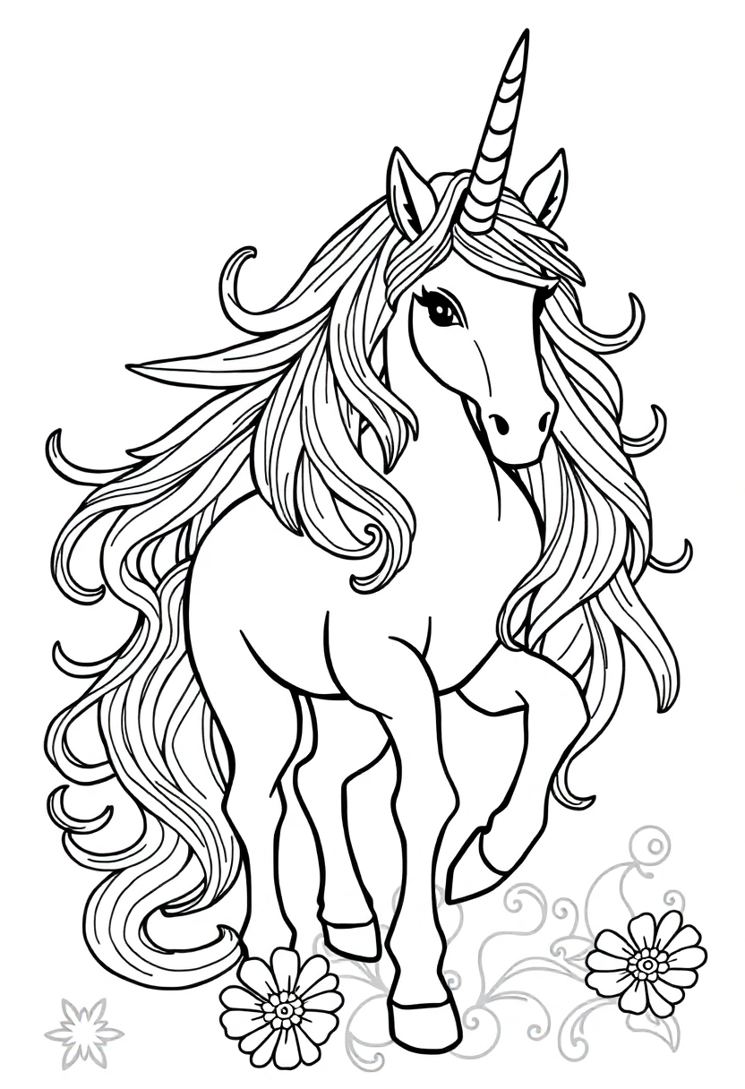 Unicorn Mandala coloring page for kids
