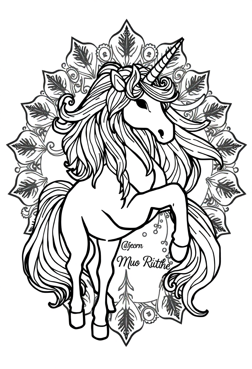 Unicorn Mandala coloring page for kids