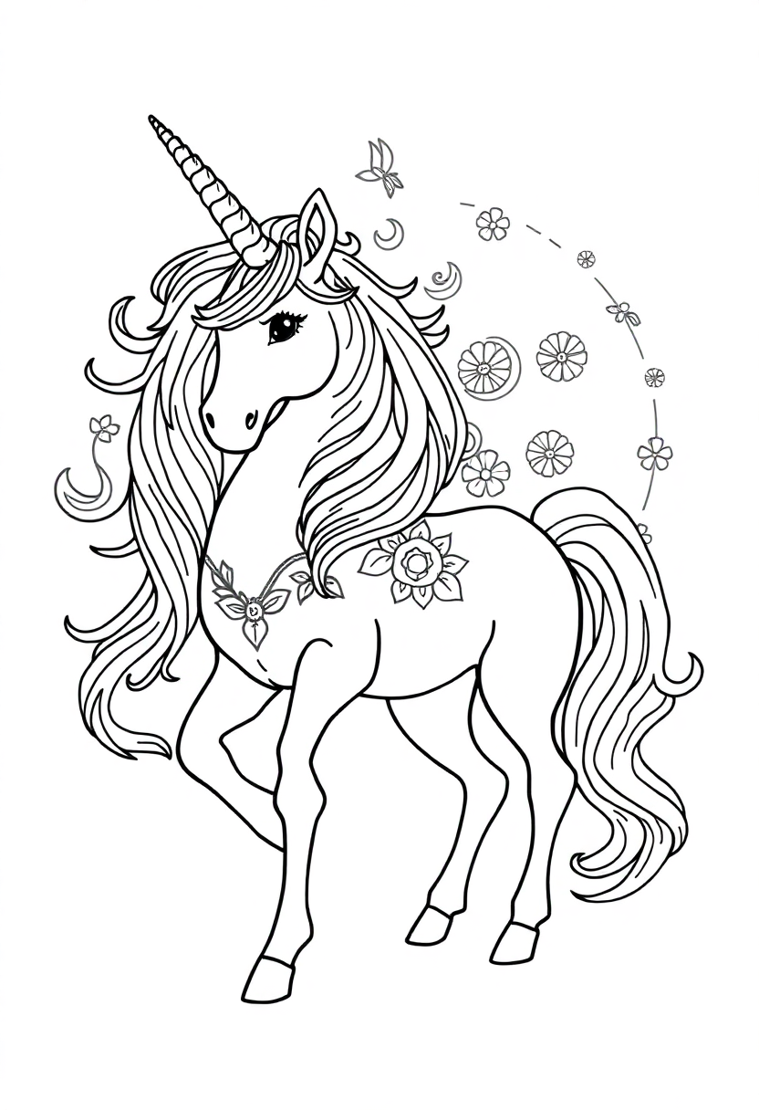 Unicorn Mandala coloring page for kids