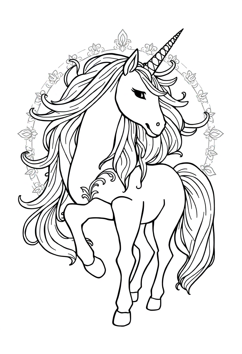 Unicorn Mandala coloring page for kids