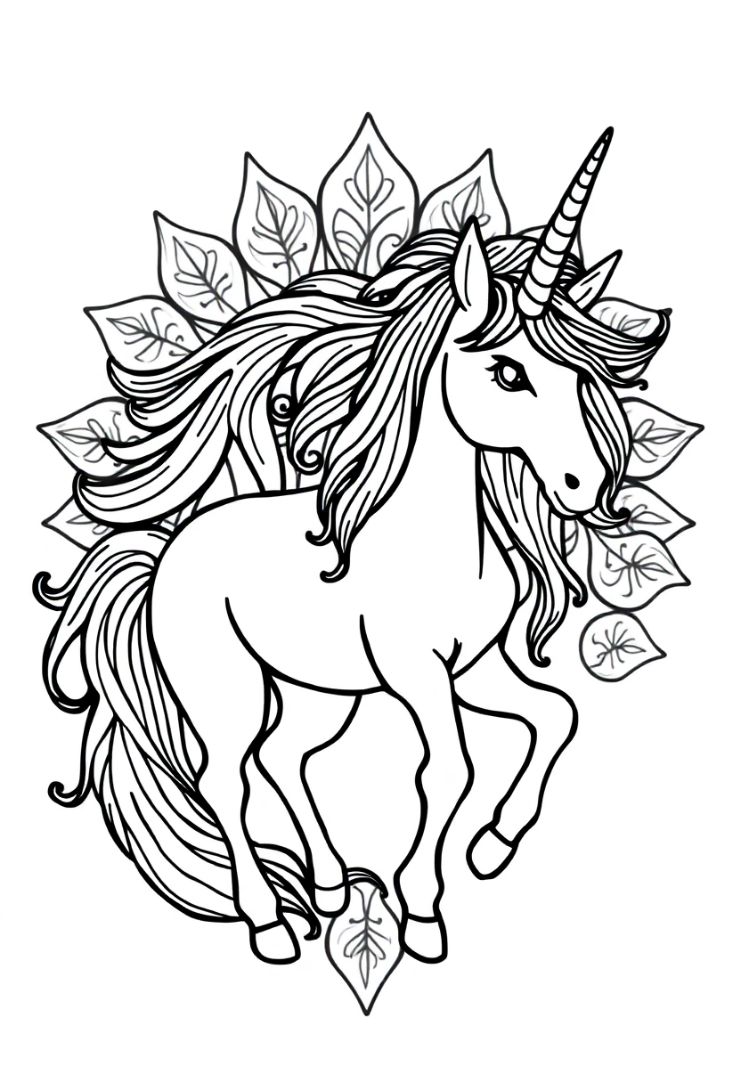 Unicorn Mandala Realistic coloring pages