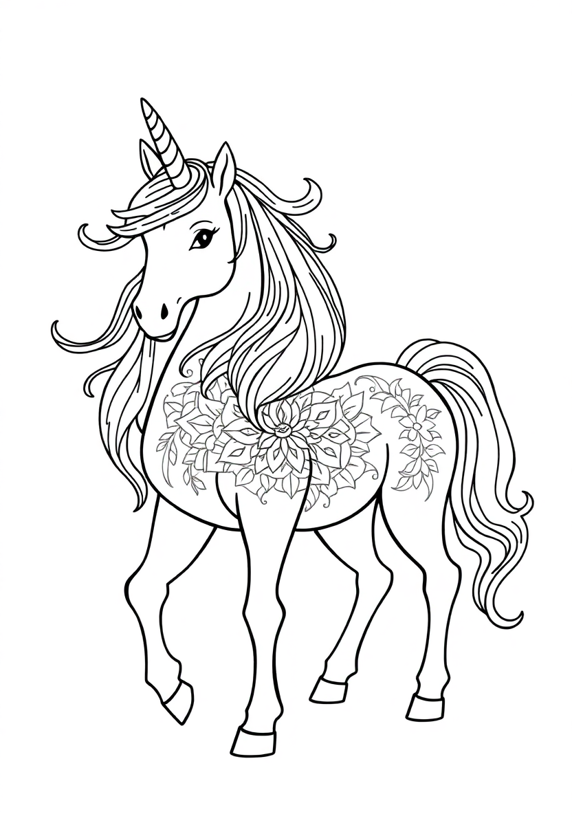 Unicorn Mandala coloring pages