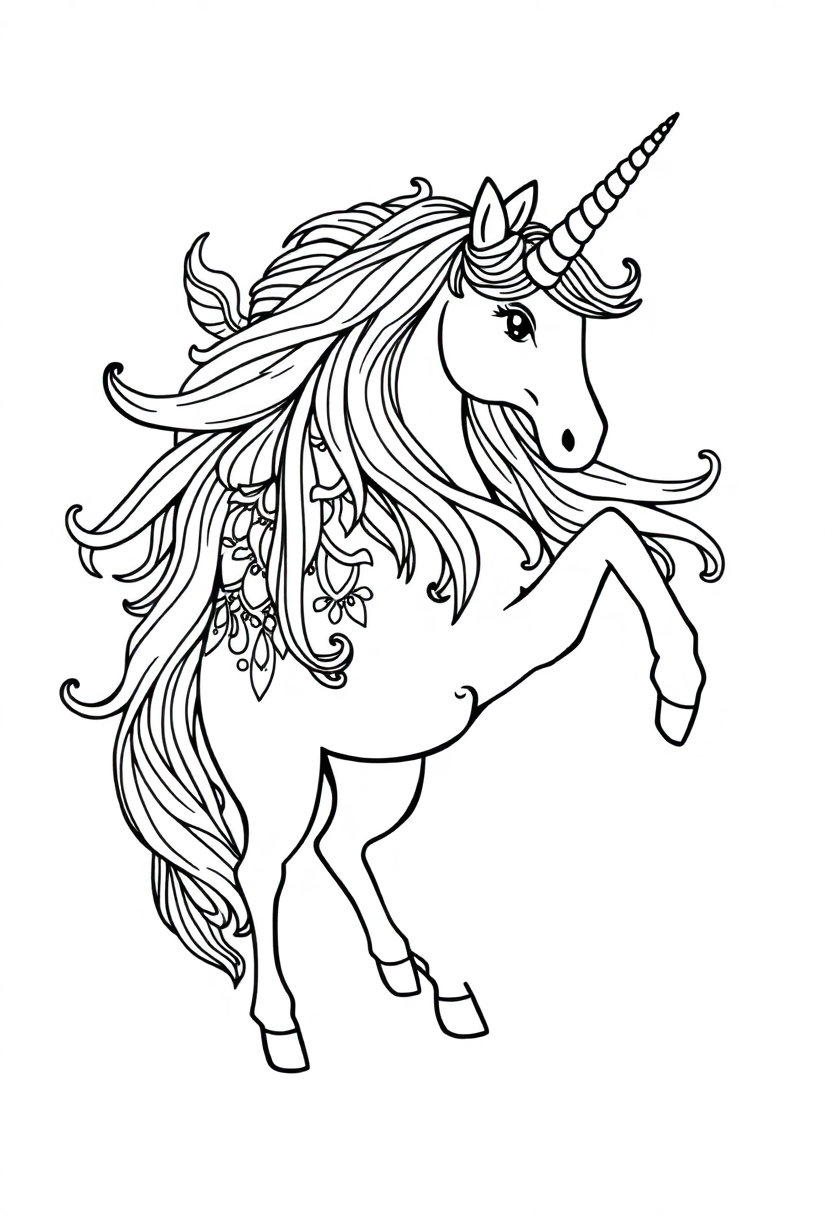 Unicorn Mandala coloring page for kids
