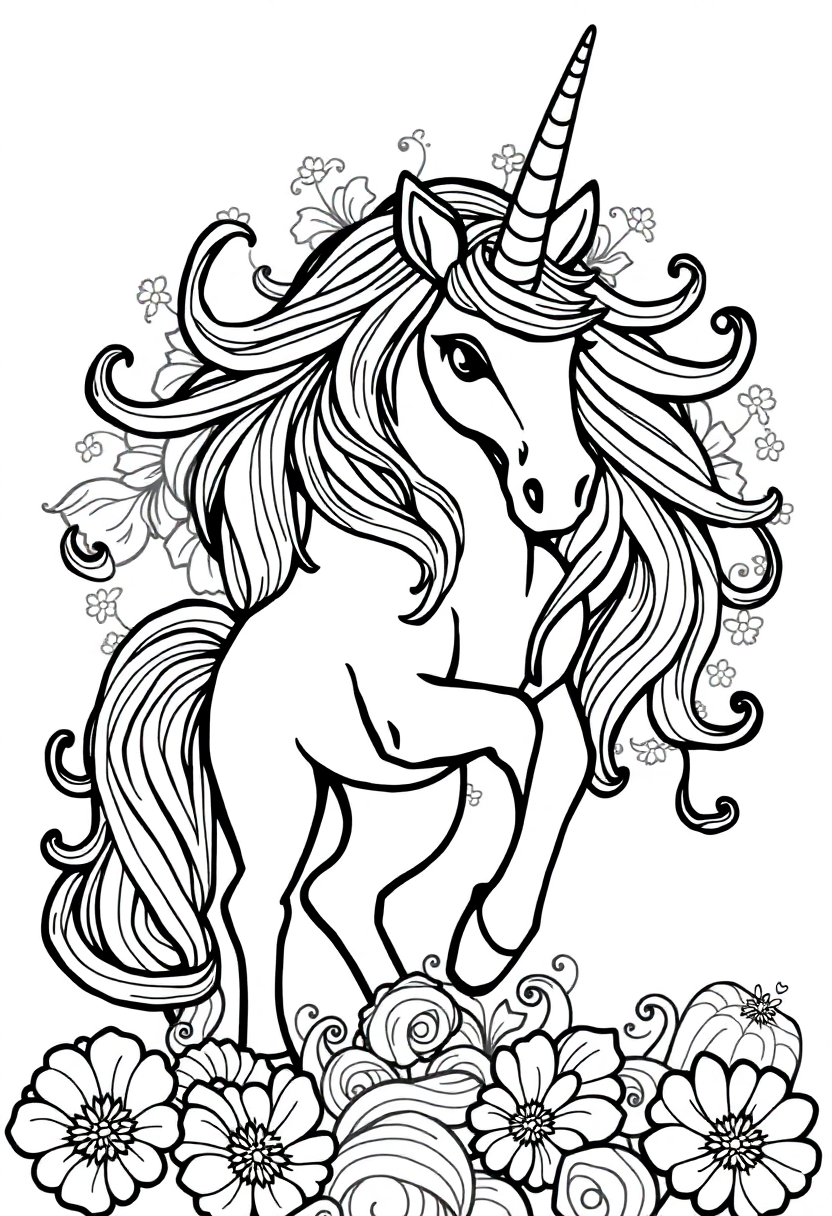Unicorn Mandala coloring page for kids