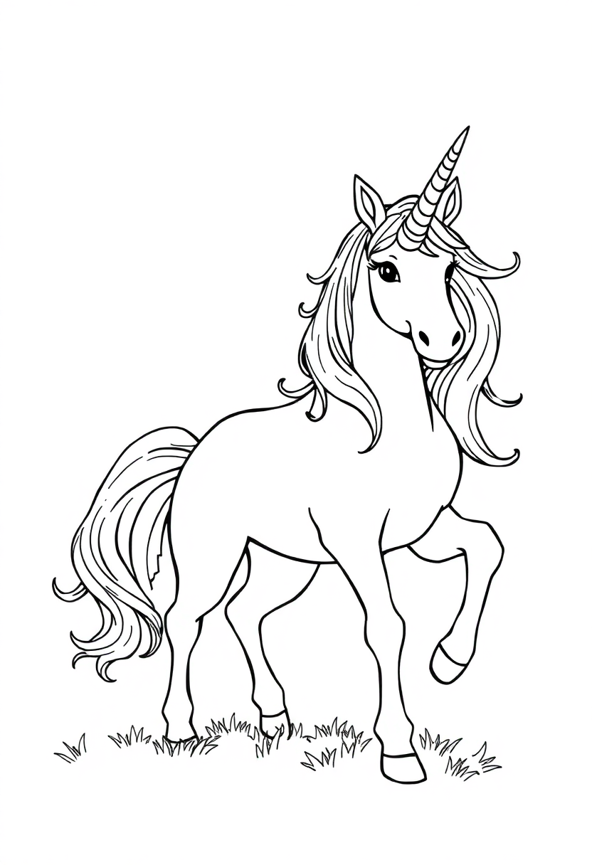 Unicorn coloring page, free printable