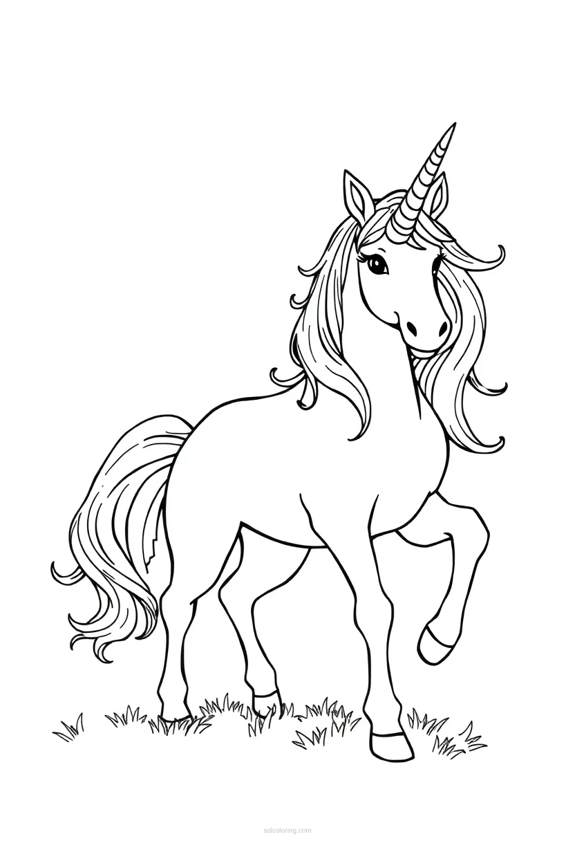 Unicorn coloring page for kids