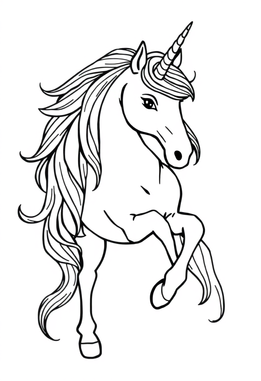 Unicorn coloring page, free printable
