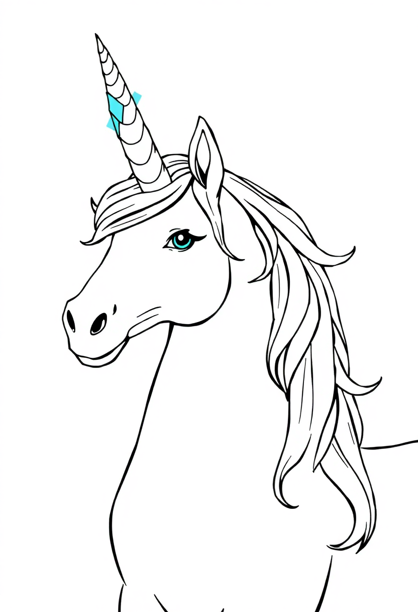 Unicorn With Crystal Horn coloring page