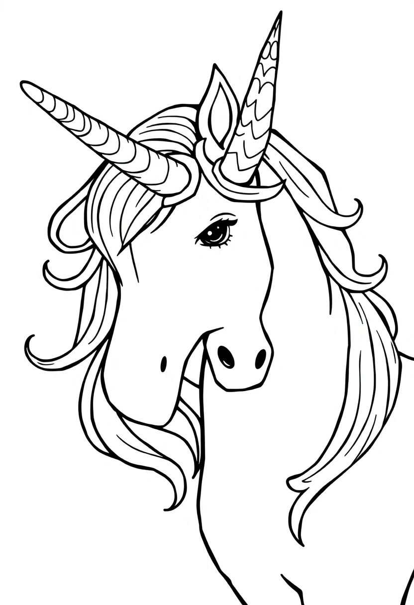 Unicorn with Crystal Horn coloring page, free printable