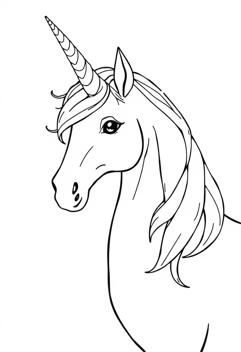 Unicorn with Crystal Horn coloring page, free printable