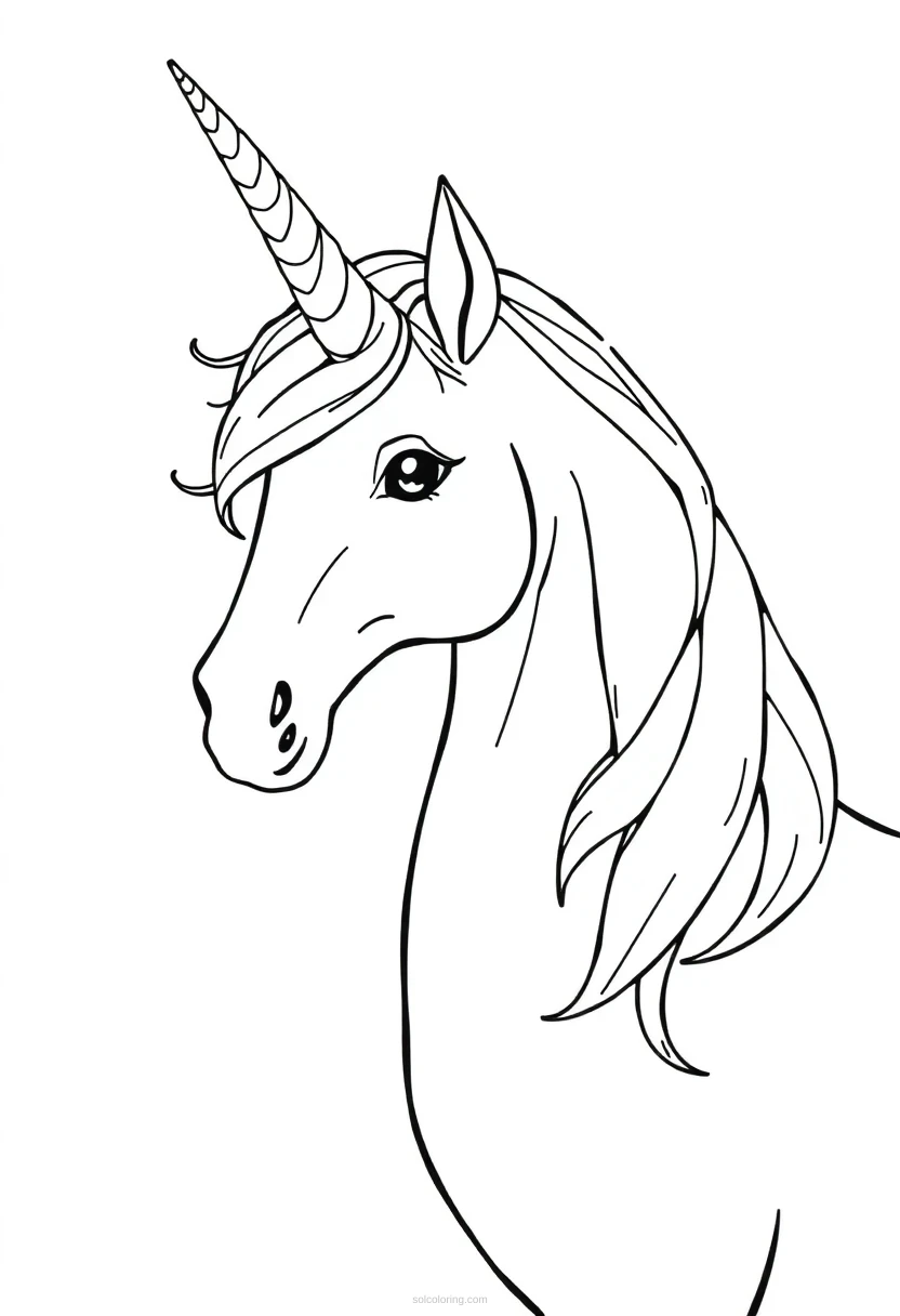 Unicorn with Crystal Horn coloring page for kids